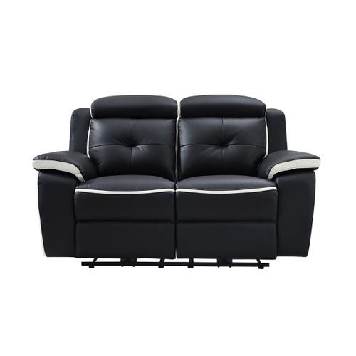 Canapé 2 Places Relax Électrique En Cuir Angelique - Noir/Blanc