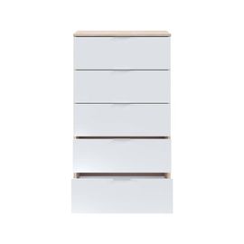 Commode 5 Tiroirs " Alaya" - 110 X 60 X 40cm - Chêne Canadian / Blanc