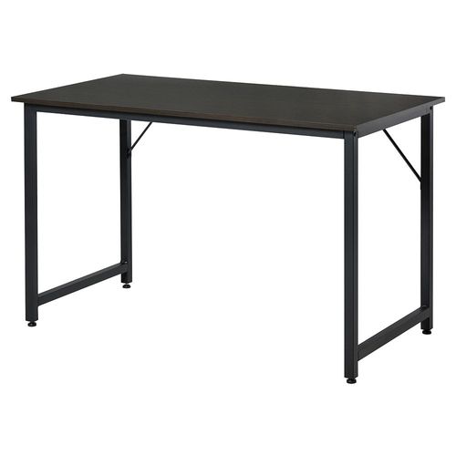 Bureau Informatique Style Industriel Grand Plateau Dim. 120l X 60l X 73h Cm Métal Noir Mdf Aspect Wengé B