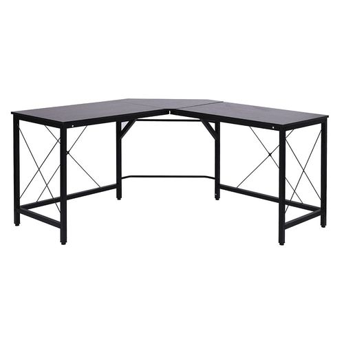 Bureau D'angle Bureau Informatique Design Moderne Métal Mdf Imitation Bois Noir