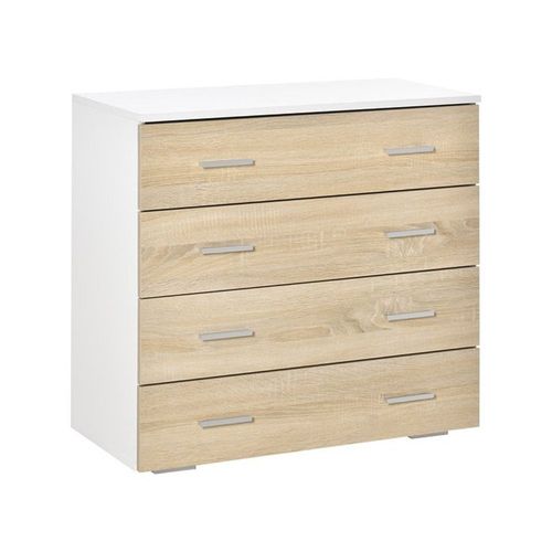 Commode De Rangement Leon Bois Et Blanc