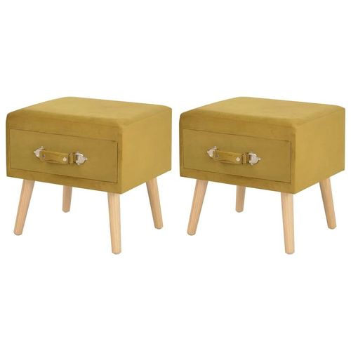 Table De Nuit Chevet Commode Armoire Meuble Chambre 2 Pcs 40x35x40 Cm Velours Moutarde 1402048
