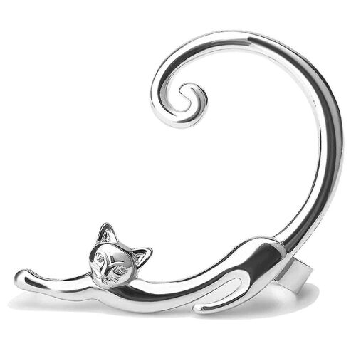 Oreille De Chat Grimpante Argent Boucles D'oreilles Boucles D'oreilles Feline Oreillette Boucles D'oreilles Cat Clip On Boucles D'oreilles Animal Crawler Boucles D'oreilles Bijoux