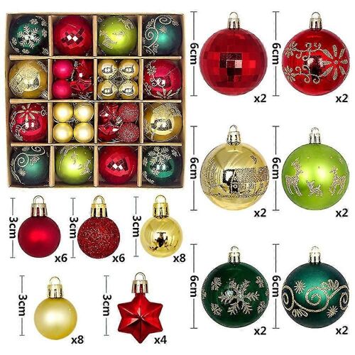 44pcs Arbre De Noël Suspendu Boules Noël Ornement Babioles Party Home Decoration