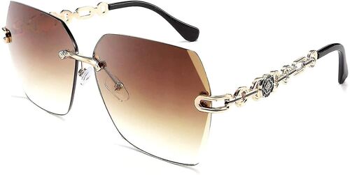 Classique Rimless Lunettes De Soleil Femmes Metal Frame Diamond Cutting Lens Lunettes De Soleil