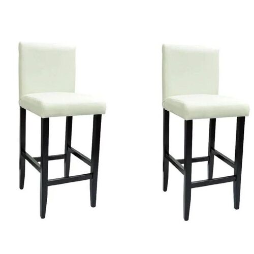 Lot de deux tabourets de bar design chaise siège cuir artificiel blanc 1202148