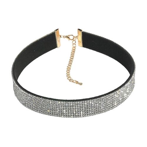 Femmes Velours Plein Strass Collier Ras De Cou Boho Collier Bijoux