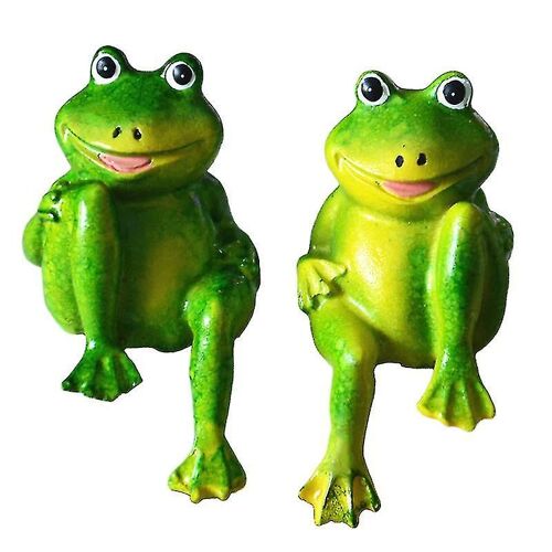 2pcs/set Cute Resin Sitting Frogs Statue Outdoor Garden Store Decorative Frog Sculpture For Home De (haoyi