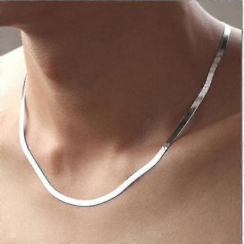 925 Collier En Argent 4mm Chaîne Serpent Hommes Femmes Couple Argent Sterling Bijoux Chaîne De Lame