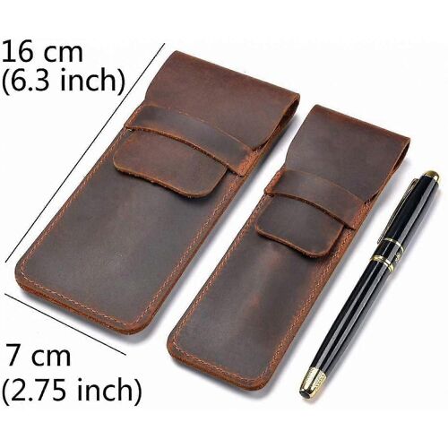 Shxx Leather Pen Case Holder Handmade Fountain Multi Pens Pouch Crazy Horse Leather Pen Housse De Protection Housse De Protection Large Brown Bd-Yxt26