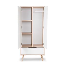 Armoire 2 Portes Littlesky By Klups Sofie - Hêtre Et Blanc