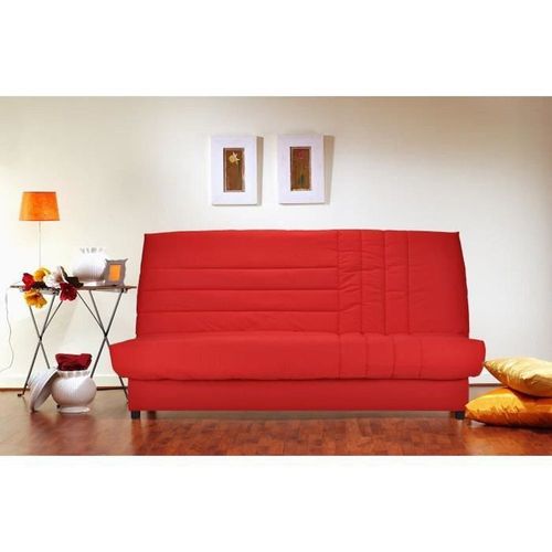Banquette Clic-Clac 3 Places - Comfort Bultex - L 192 X P 95 Cm - Tissu Rouge - Beija