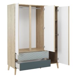Armoire 3 Portes 2 Tiroirs Gami Larvik - Chêne Blond