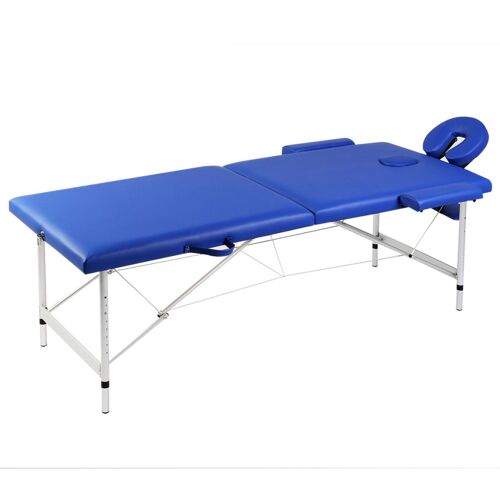 Table De Massage Pliante 2 Zones Bleu Cadre En Aluminium