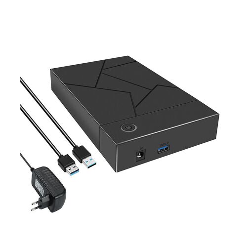 Boîtier HDD 3,5 pouces USB 3.0 vers SATA Boîtier de disque dur Boîtier SSD Boîtier de disque dur à semi-conducteurs externe - Prise UE
