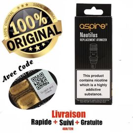 Résistances Nautilus/Mini BVC 1.8ohm - Certifié Aspire avec Scratch Code d'authenticité.