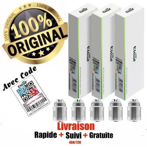 Pack 5 résistances ELEAF GS AIR TC NI 0.15 Ohm Dual Coil pour clearomiseurs ELEAF Ismoka GS AIR, GS Air M et GS Tank.AUTHENTIQUE