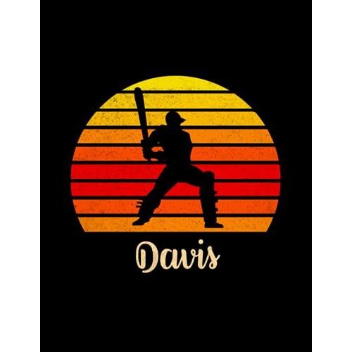 Davis Name Gift Personalized Cricket Lined Notebook, Daily Journal For Sport Lovers: Hour, Meal, 8.5 X 11 Inch, 21.59 X 27.94 Cm, Meeting, To Do List, Planning, Pretty, Over 100 Pages, A4