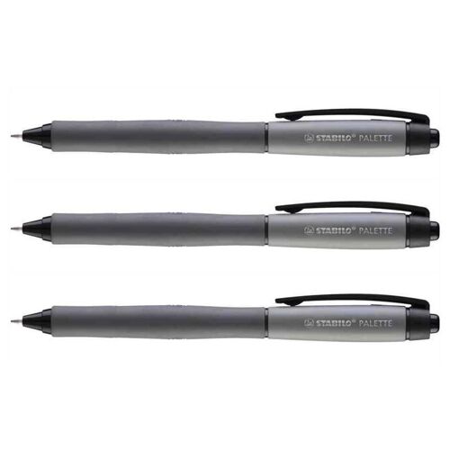 Stabilo Lot De 3 Stylos Roller Palette Encre Gel Pointe Moyenne Noir