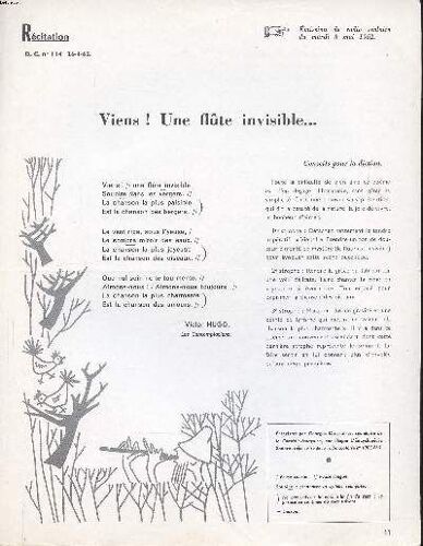 Récitation Viens! Une Flûte Invisible ... Extrait Du D.C. N°114 Du 26-4-62