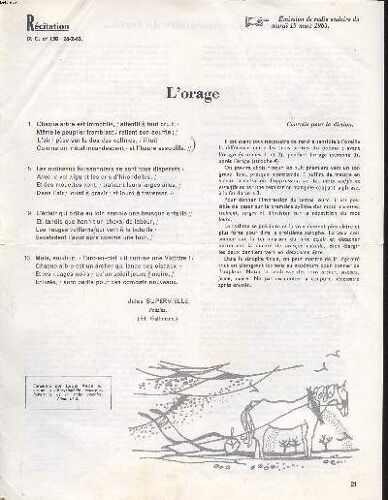 Récitation L Orage Extrait Du D.C. N° 130 Du 28-2-63