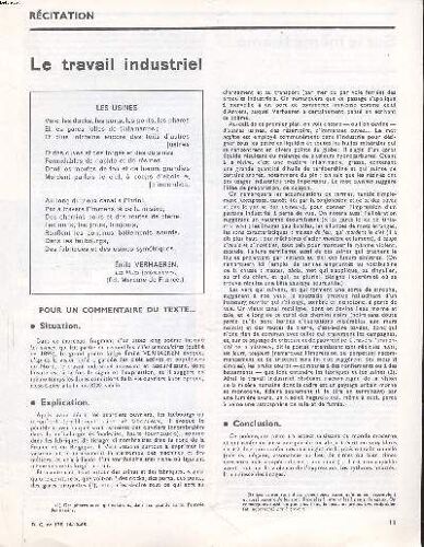 Récitation Le Travail Industriel Extrait Du D.C. N° 178 Du 14-10-65