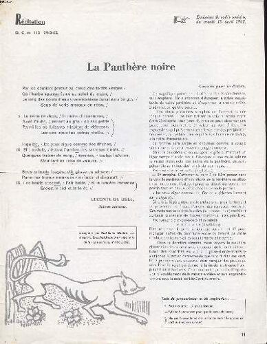Récitation La Panthère Noire Extrait Du D.C. N° 113 Du 29-3-62