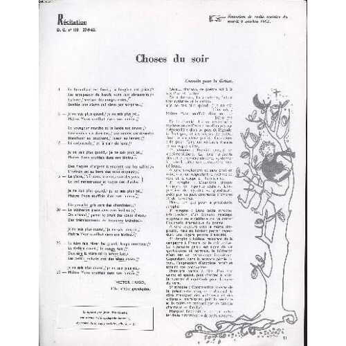 Récitation Choses Du Soir Extrait Du D.C. N° 119 Du 27-9-62