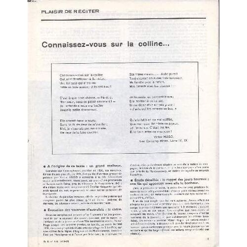 Plaisir De Réciter Connaissez Vous La Colline ... Extrait Du D.C. N°158 8-10-64