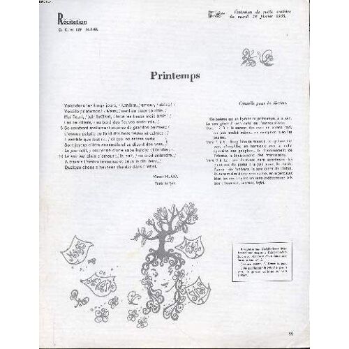 Récitation Printemps Extrait Du D.C. N°129 Du 14-2-63