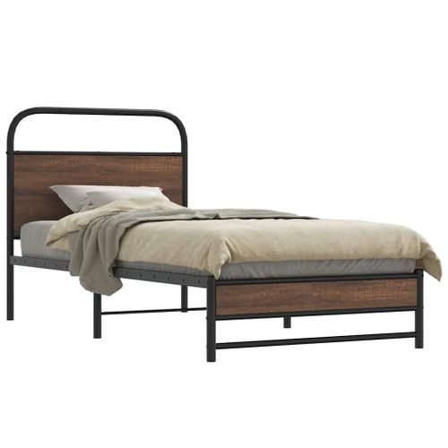 Vidaxl Cadre De Lit Sans Matelas 100x190 Cm Chêne Marron
