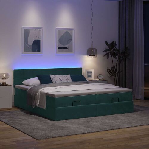 VidaXL Cadre de lit ottoman avec matelas vert foncé 180x200cm velours
