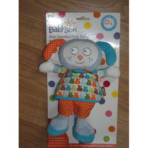 Doudou Grelot Peluche Plat Chat Lapin Rabbit Bunny Lièvre Chien Hund Dog Babysun Orange Bleu Mon Doudou Ding Dong Short Pull Tissu 
