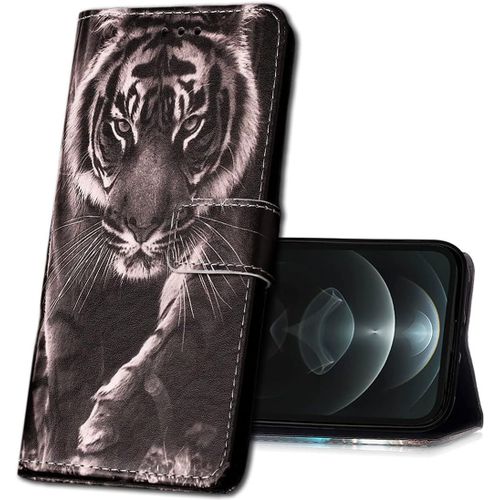 Coque Samsung Galaxy M11 ¿¿Tui Portefeuille En Cuir Pu Flip Coque, Premium Pu-Cuir Coque Compatible Avec Samsung Galaxy M11 / A11. Yi White Tiger