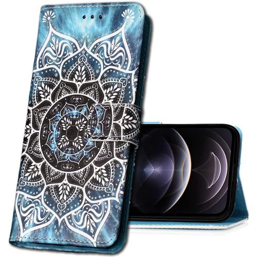 Coque Samsung Galaxy M11 ¿¿Tui Portefeuille En Cuir Pu Flip Coque, Premium Pu-Cuir Coque Compatible Avec Samsung Galaxy M11 / A11. Yi Blue Mandala