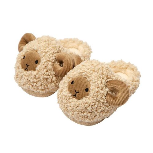 Pantoufles d'hiver en coton pour bébé, pantoufles de mouton mignonnes pour enfants, chaussures d'intérieur en peluche pour la maison