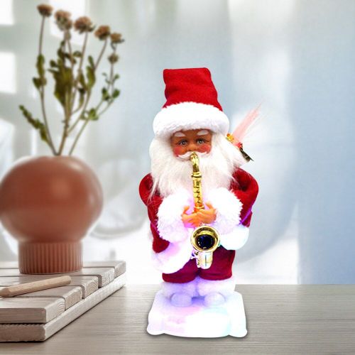 Torsade Électrique Pour Noël, Père Noël, Saxophone Avec Musique, Accessoires De Fête De Noël, Nouvel An, Ornements D'ambiance