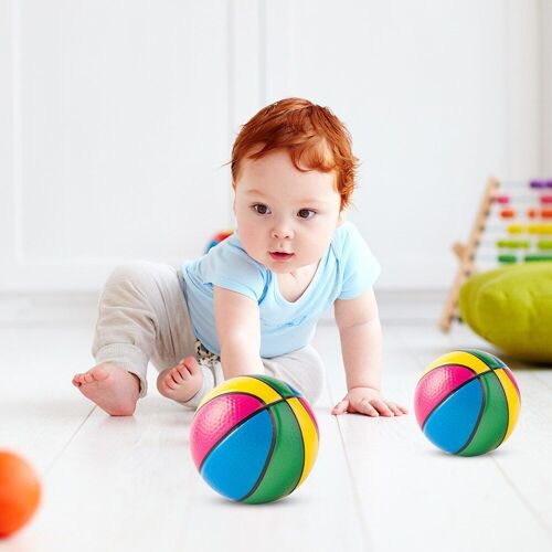 Balle De Basket-Ball En Cuir Pu Élastique, Pratique, Jouet Sensoriel Pour Enfants, Anti-Stress, Pour L'extérieur Et L'intérieur, Cadeau