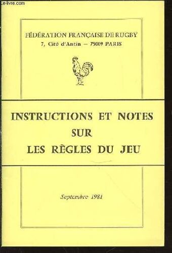 Instructions Et Notes Sur Les Regles Du Jeu.