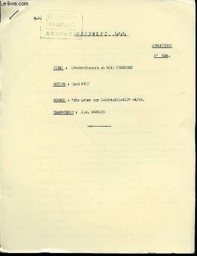 Document I.N.S. N°424 : Athletisme - L'entrainement De Bill Crothers.