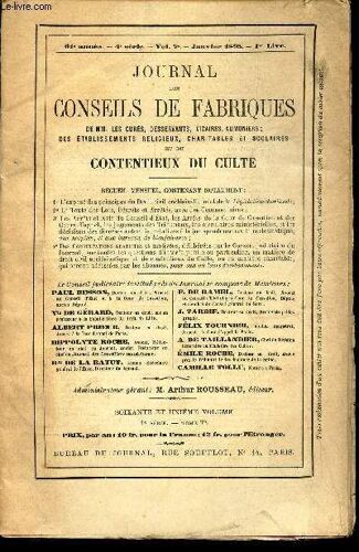 Journal Des Conseils De Fabriques - 61eme Année - Tome 7 Eme  - 4e Serie - Janvier 1895 - 1ere Liv.
