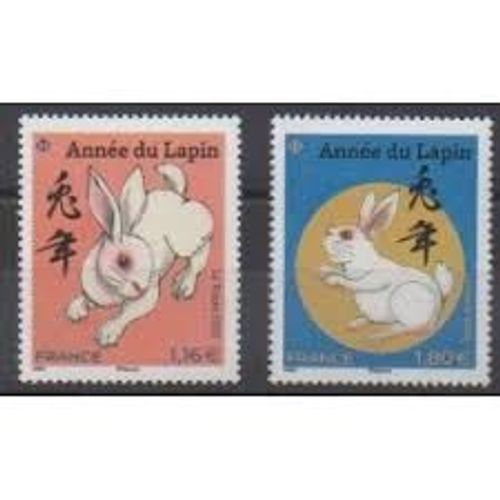 Année Lunaire Chinoise Du Lapin La Paire Année 2023 N° 5646 5648 Yvert Et Tellier Luxe (Petits Formats)