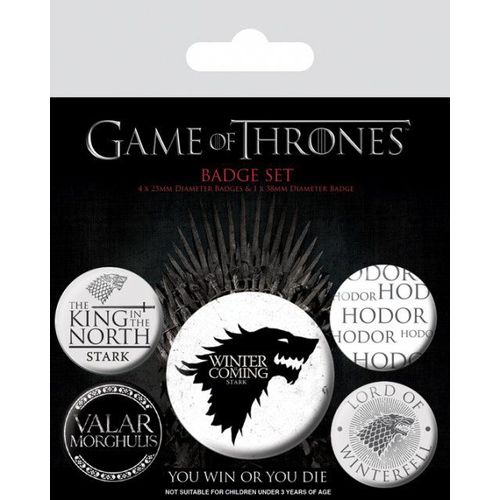 Le Trône De Fer Pack 5 Badges Winter Is Coming