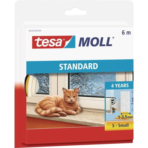 tesa Calfeutrer Joint d'isolation Adhésif en Mousse - Blanc - 6 m x 9 mm x 4 mm