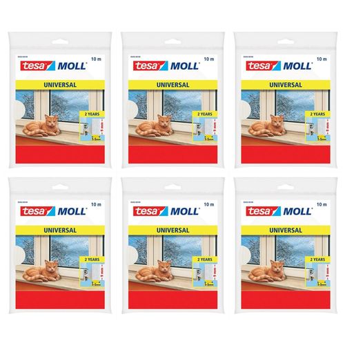tesa Lot de 6 Calfeutrers Mousse Portes & Fenêtres 10m x 9mm x 6mm blanc