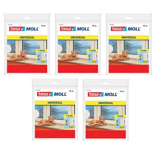 tesa Lot de 5 Calfeutrers Mousse Portes & Fenêtres 10m x 9mm x 6mm blanc