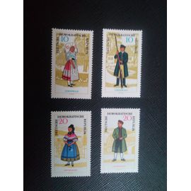 Timbre Allemagne / Rda Yt 779 A 782 Costumes Folkloriques 1964 ( 0050305 )