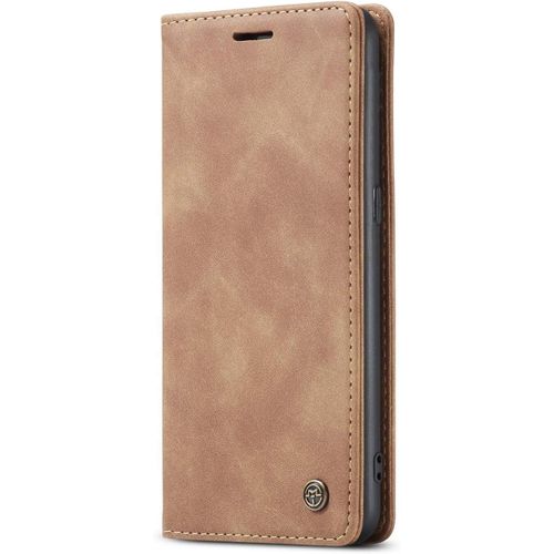 Coque Compatible Avec Samsung Galaxy A10s,Coque Rabat Cuir Avec Magnetique,Housse Protection Portefeuille Etui Cartes Stand Fonction (Brun)