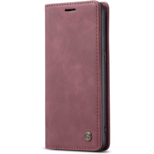 Coque Compatible Avec Samsung Galaxy A10s,Coque Rabat Cuir Avec Magnetique,Housse Protection Portefeuille Etui Cartes Stand Fonction (Rouge)