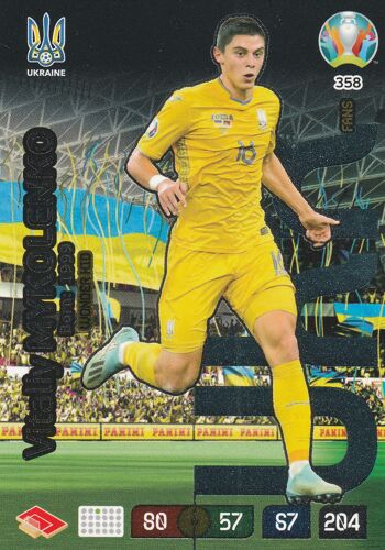 N° 358 - Carte Panini Foot Adrenalyn Xl - Uefa Euro 2020 - Vitaliy Mykolenko - Wonder Kid - Ukraine